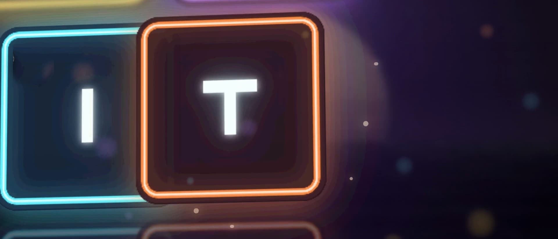 Two neon Tessera tiles, I and T, mid-swap