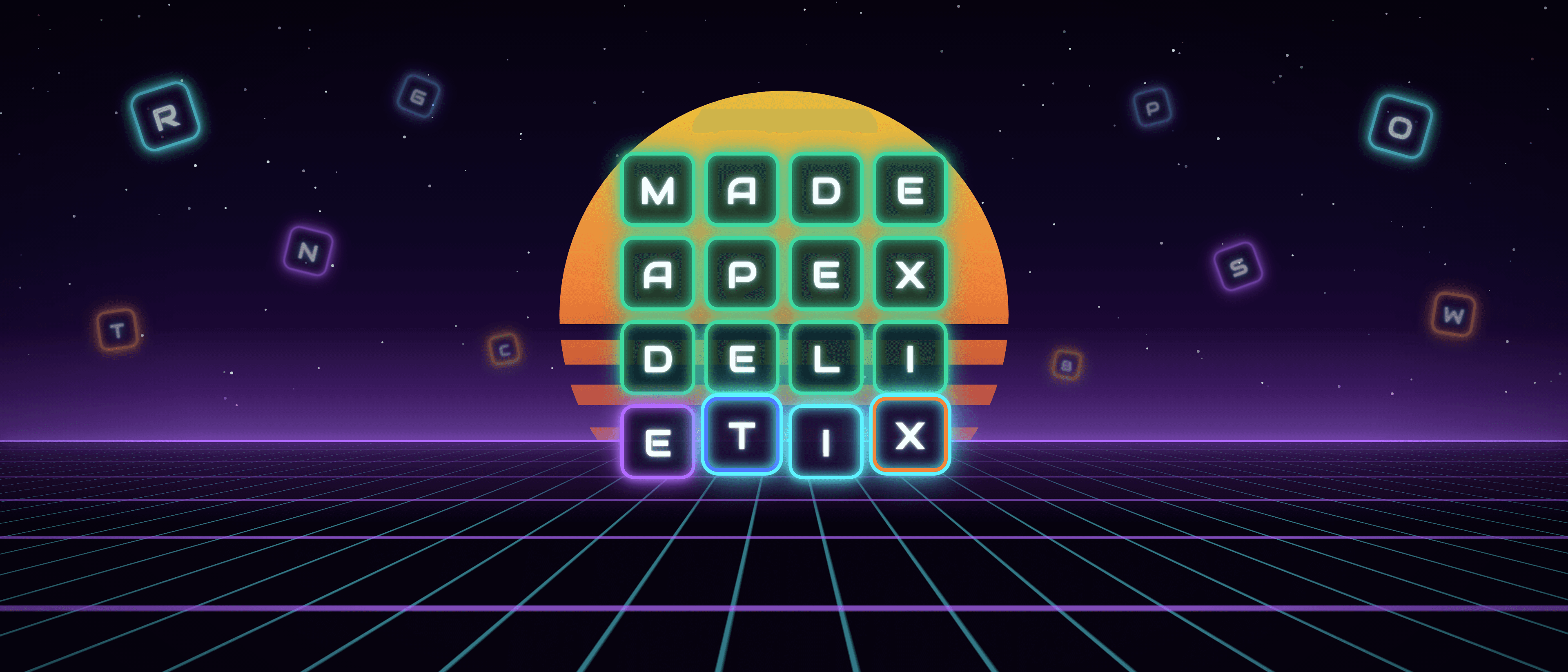 Tessera tiles in the Night Drive theme